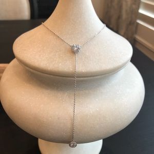 ❤️❤️White Gold CZ Halo Adjustable Y Necklace